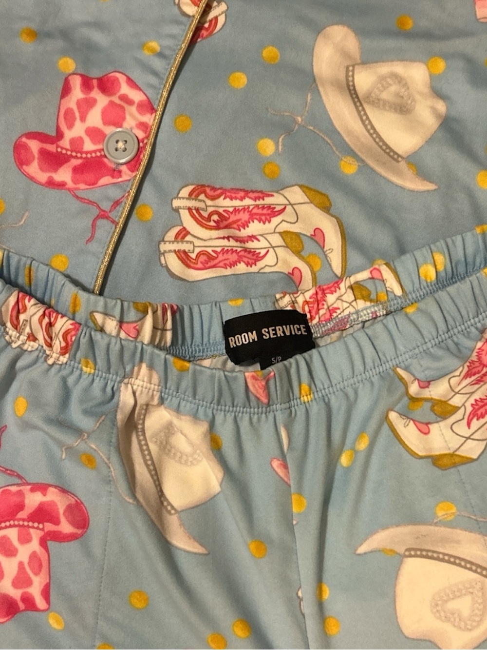 NWT Room Service Women’s PJ Aqua Blue Theme Short Set - Picture 4 of 5